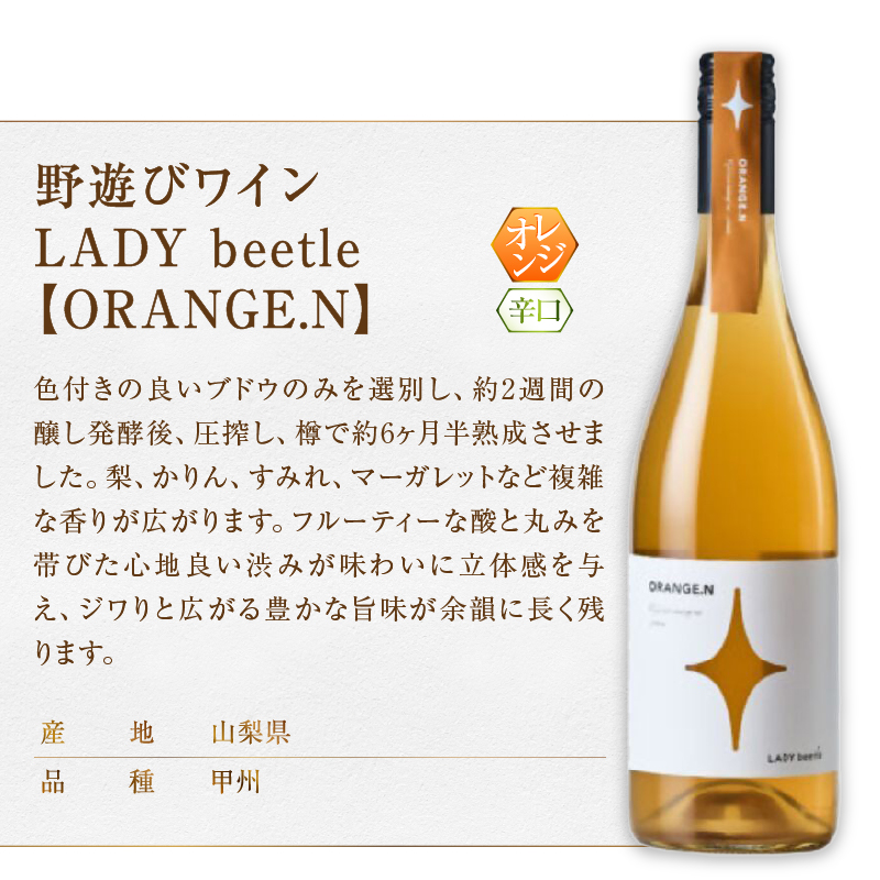 フジクレール 野遊びワイン LADY beetle【WHITE.N】【ORANGE.N】2本セット（MG）C4-652