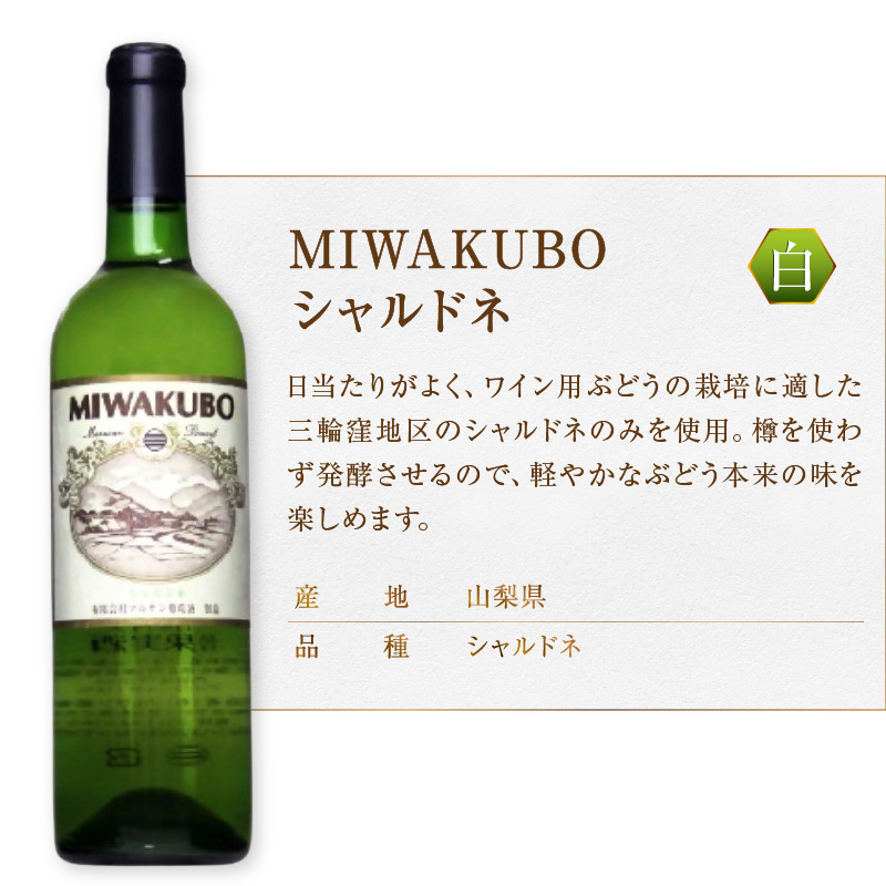 マルサン葡萄酒 MIWAKUBO メルロー&プチベルドー MIWAKUBO シャルドネ 2本セット（MG）B18-671