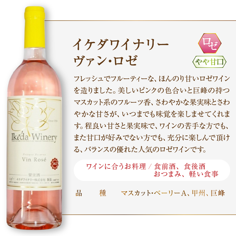 イケダワイナリー【プレミアム・キュヴェ 甲州／ヴァン・ロゼ】2本セット（MG）B14-675