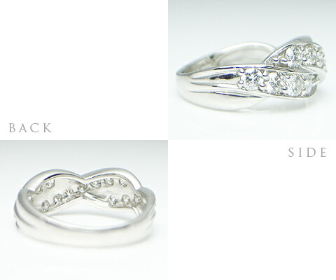 指輪 天然 ダイヤ 1.0ct SIクラス クロスリング 天然石 15石【K18ホワイトゴールド】r-12（KRP）Q02-1410