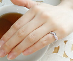 指輪 小指 重ね付け シンプル フラワー【K18WG】r-127（KRP）G67-1410