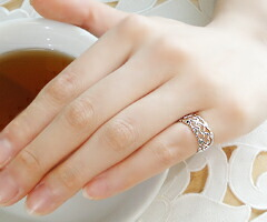 指輪 小指 シンプル 太め 透かし オープン ハート【K18WG】r-128（KRP）G76-1412