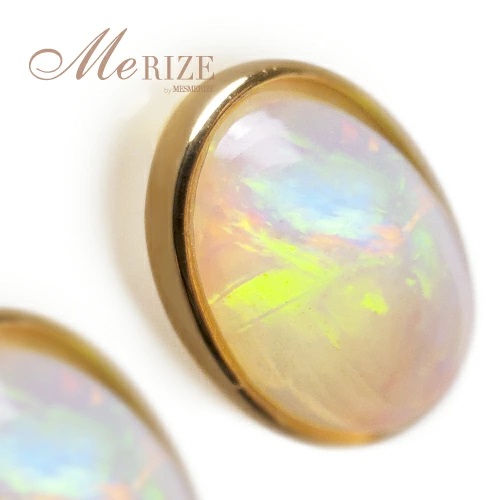 ピアス 天然 オパール 1.0ct ペア "Pascale" ダブルロックキャッチ【K18YG】P-131（KRP）F-1411