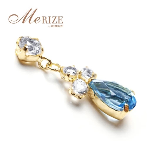 ピアス 天然 スイスブルー ホワイト トパーズ 1.0ct ペアシェイプ "Melisande メリザンド"【K18YG】P-132（KRP）E7-1410