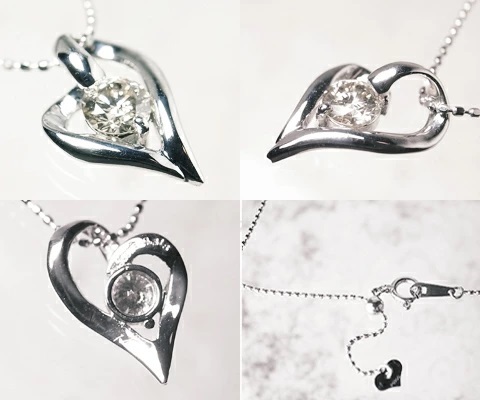 ネックレス 天然 ダイヤモンド 0.30ct オープン ハート 大粒 SIクラス【K18WG】n-101（KRP）M57-1412