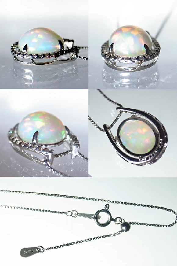 ネックレス 天然 オパール 3.0ct 大粒 SIクラス Pascaleパスカル【pt900】n-103（KRP）N27-1413