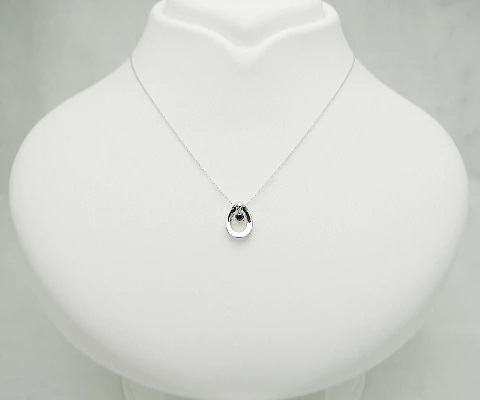 ネックレス ブラックダイヤモンド シンプル【K18WG】n-11（KRP）G51-1410