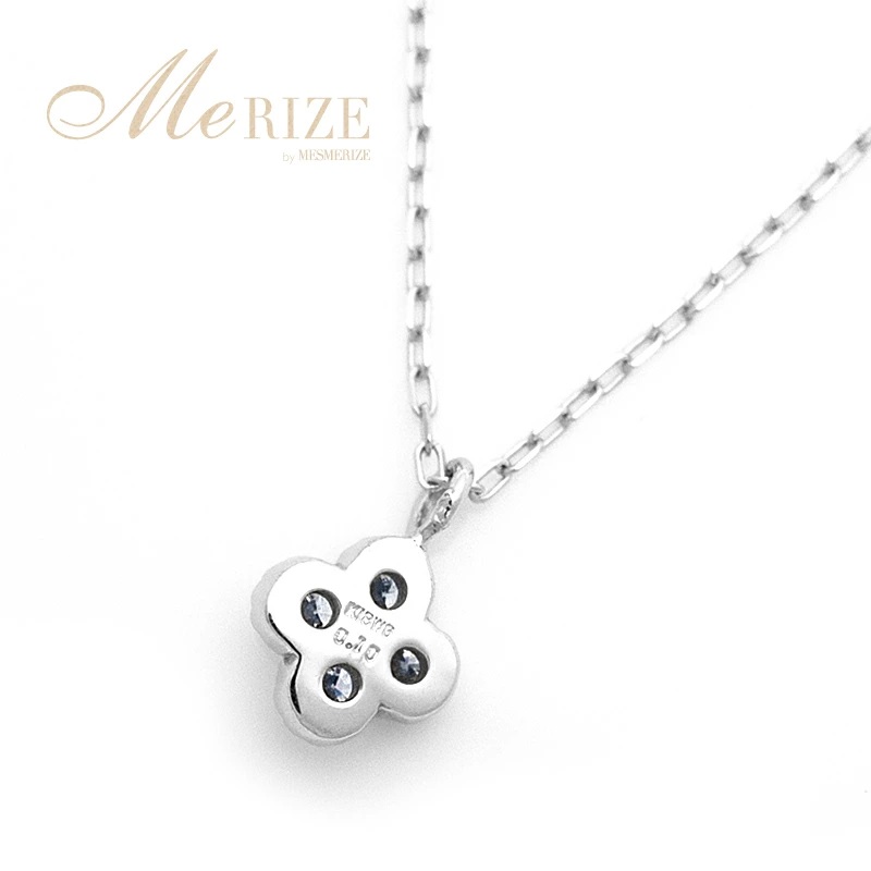 ネックレス 天然 ダイヤ 0.1ct 4石 ミル打ち 四つ葉 クローバー ペンダント SIクラス フラワー 花 "Manon マノン" n-157【K18WG】（KRP）G21-1411