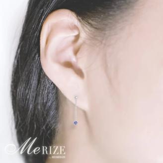 ピアス 天然 タンザナイト 4.0mm ペア スタッド チェーン ブラタイプ ダブルロックキャッチ 青水色【pt900】P-136（KRP）E6-1410