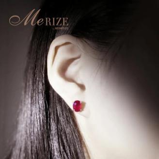 ピアス 天然 ルビー 3.0ct ペア ゴールド オーバルカット ダブルロックキャッチ【K18YG】P-133（KRP）G21-1410