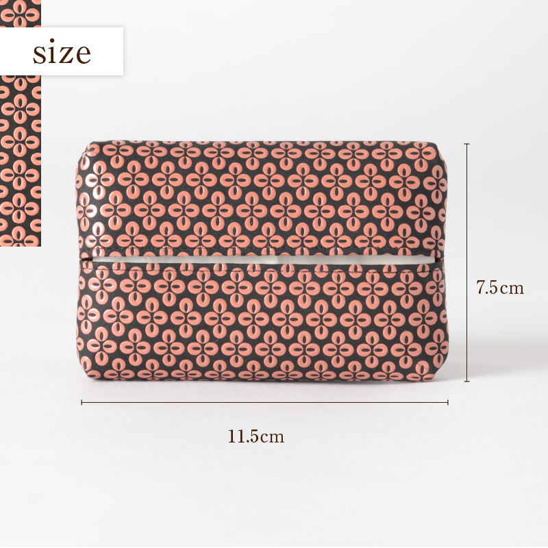 甲州市×印傳屋ティッシュケース（黒革×ピンク漆）C-1221