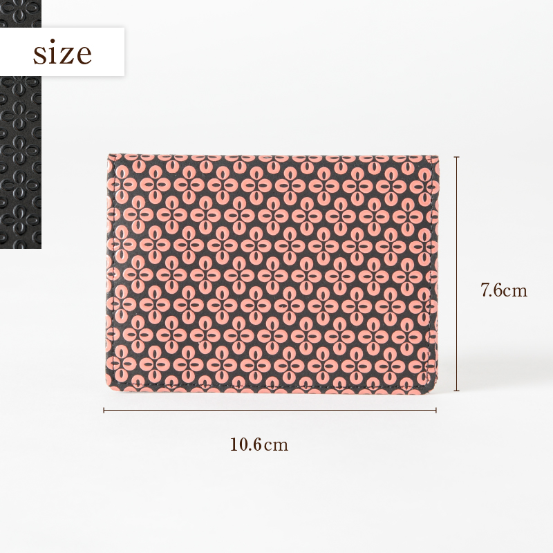 甲州市×印傳屋 パス入（黒革×ピンク漆）C-1222