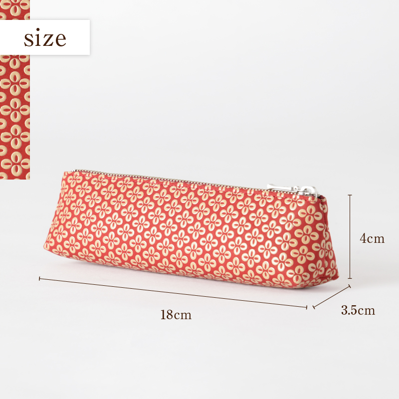 甲州市×印傳屋 ペンケースA（赤革×白漆）C-1224