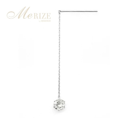 ピアス 天然 ホワイトトパーズ 5.0mm ロングチェーン ブラタイプ シンプル 無色 白【pt900】P-144（KRP）F-1414