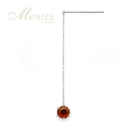 ピアス 天然 ガーネット 5.0mm ロングチェーン ブラタイプ シンプル 赤 レッド ワインレッド【pt900】P-147（KRP）F-1417