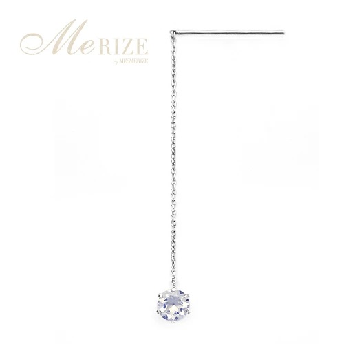 ピアス 天然 ロイヤルブルームーン 5.0mm ロングチェーン ブラタイプ シンプル ブルー ホワイト【pt900】P-148（KRP）F-1418