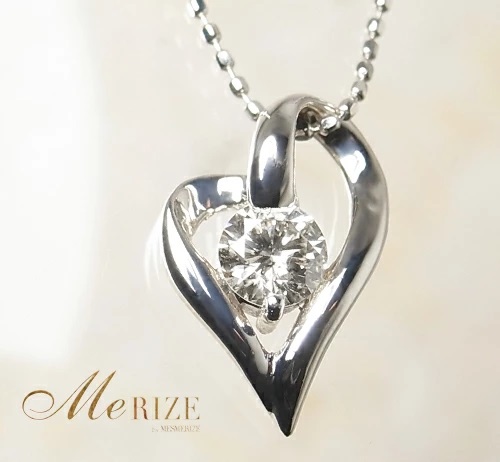 ネックレス 天然 ダイヤモンド 0.30ct オープン ハート 大粒 SIクラス【K18WG】n-101（KRP）M57-1412