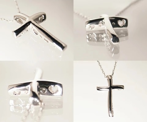 ネックレス クロス ハート 十字架【K10WG】n-105（KRP）J7-1411