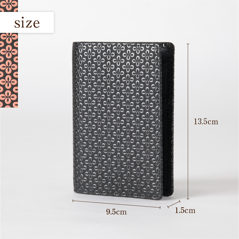 甲州市×印傳屋パスポートケース（黒革×ピンク漆）D5-1202