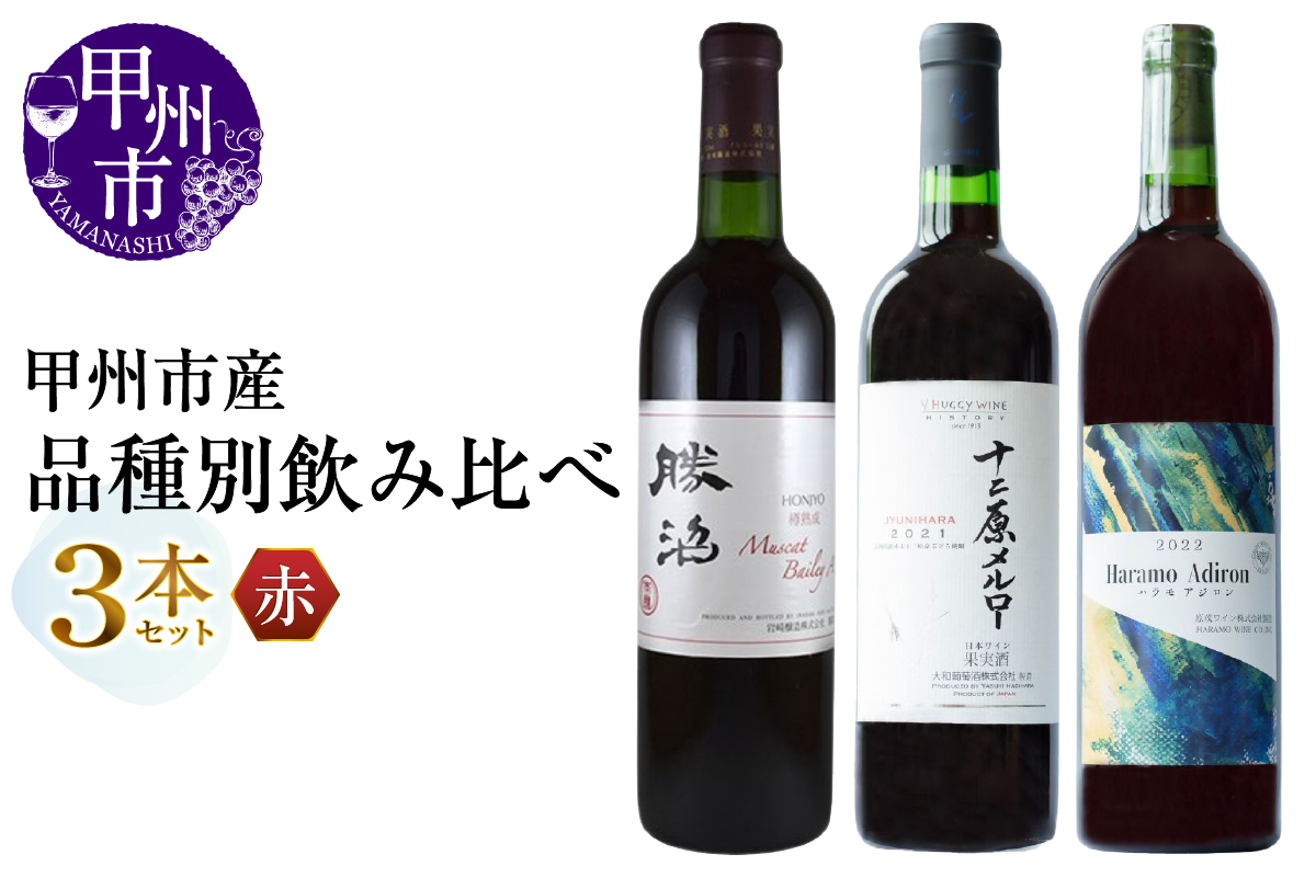甲州市産品種別赤ワイン飲み比べ3本セット（MG）C4-650
