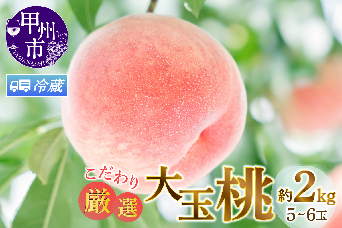 【クール便発送】甲州市産厳選旬の桃大玉 約2kg 5～6玉入り【2025年発送】（MG）B-481CO