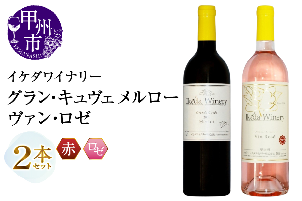 イケダワイナリー 2本セット【グラン・キュヴェ メルロー / ヴァン・ロゼ】（MG）B18-662