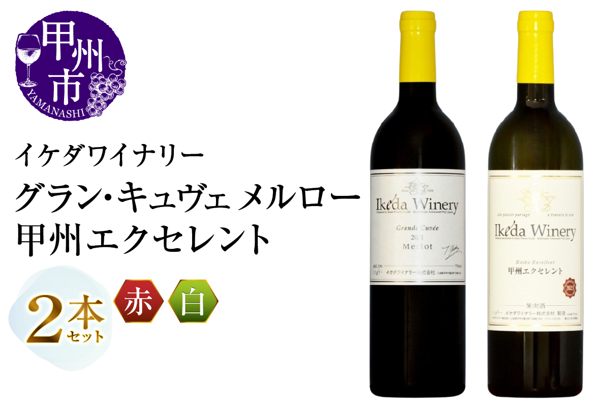イケダワイナリー 2本セット【グラン・キュヴェ メルロー / 甲州エクセレント】（MG）B18-659