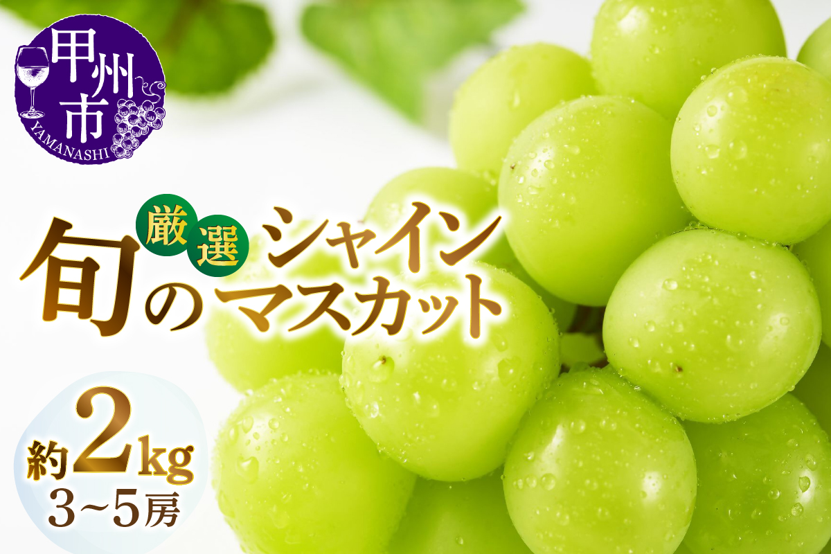 甲州市産厳選旬のシャインマスカット 約2kg 3房～5房入り【2026年発送】（MG）B18-450