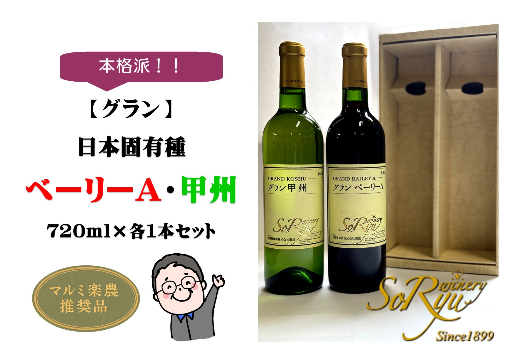 本格派【グラン】日本固有種 ベーリーA・甲州 各1本セット（MRN）B13-310