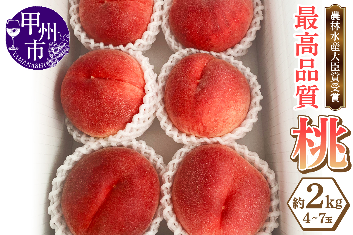 農林水産大臣賞受賞経験のある最高品質の桃を感謝を込めて朝どれでお贈りします！約2kg（4～7玉）【2026年発送】（LMS）B12-475