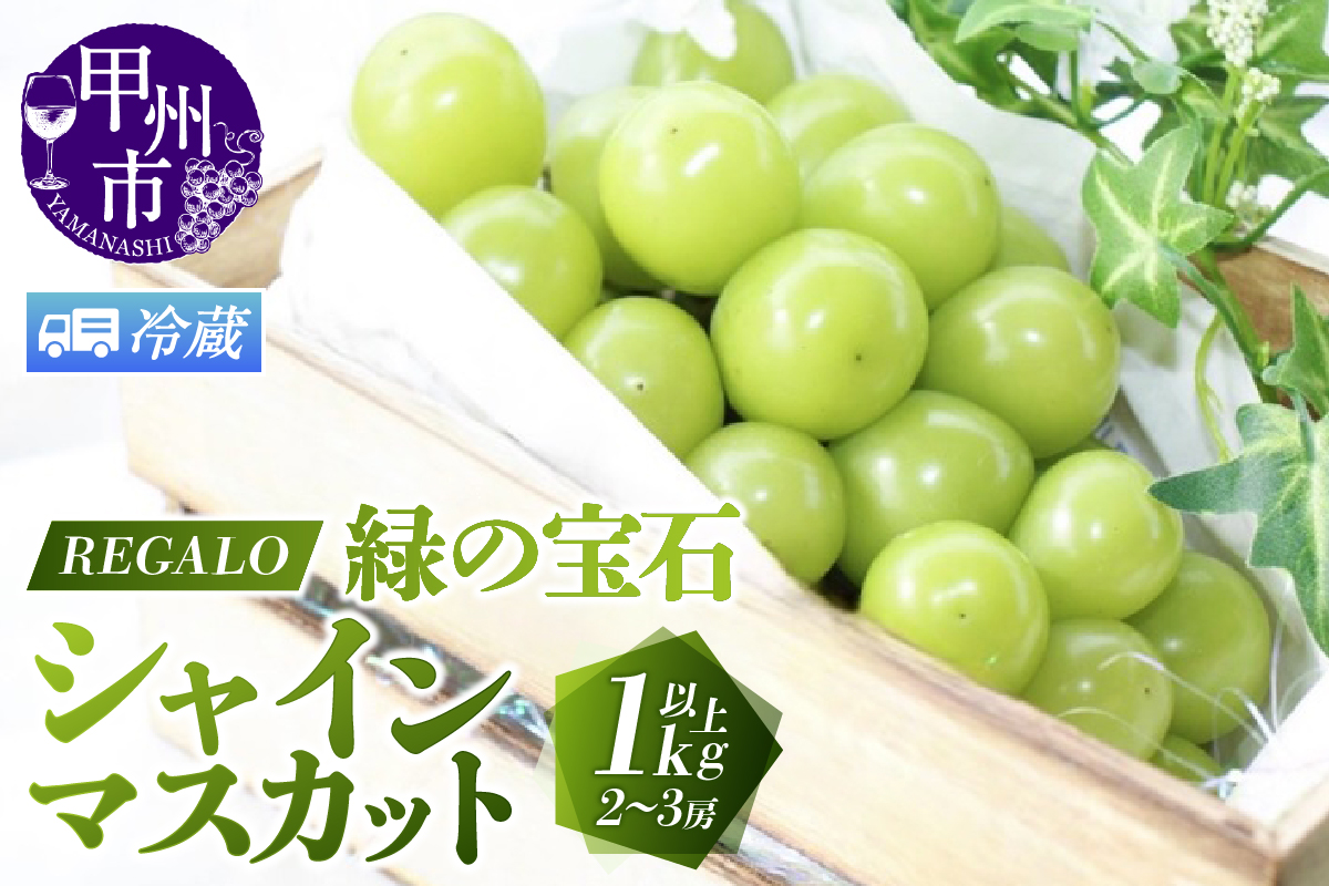 【冷蔵便】頬張る幸福感 ～緑の宝石・シャインマスカット～ 1kg以上 2～3房【2026年発送】（RG）B-840CO