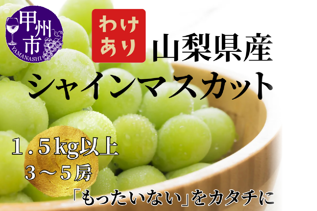 【訳あり】山梨県産旬のシャインマスカット 1.5kg以上（3～5房）【2025年発送】（LKS）B12-850