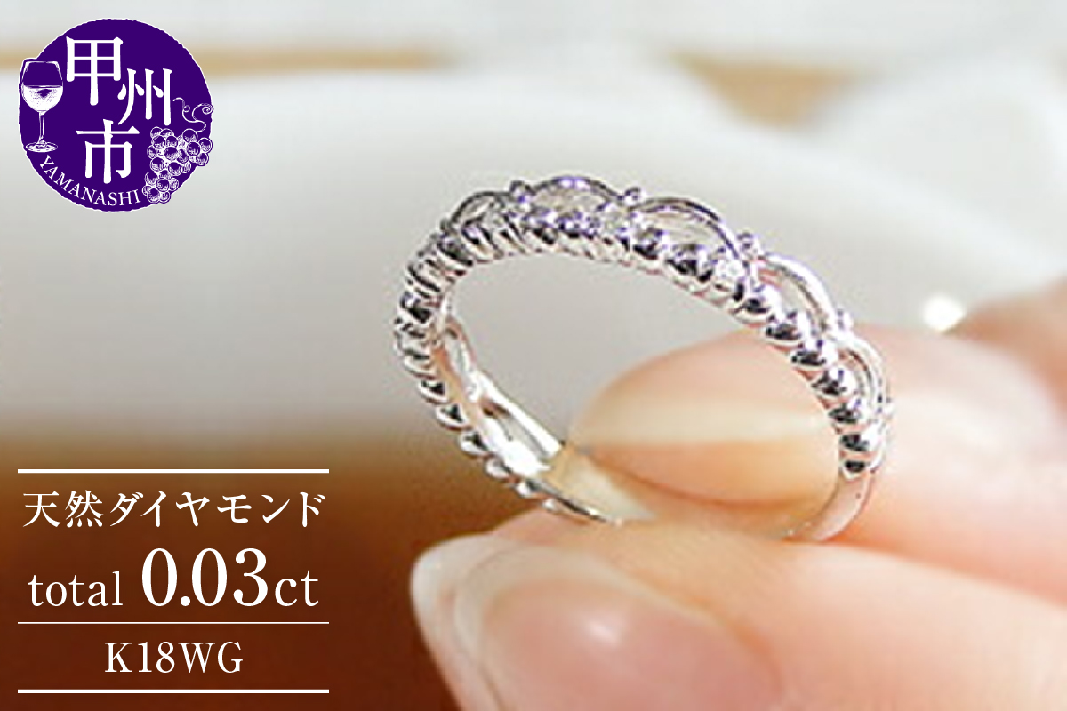 指輪 天然 ダイヤモンド SIクラス 小指 ミル打ち アンティーク調 【K18WG】 r-121（KRP）G45-1410