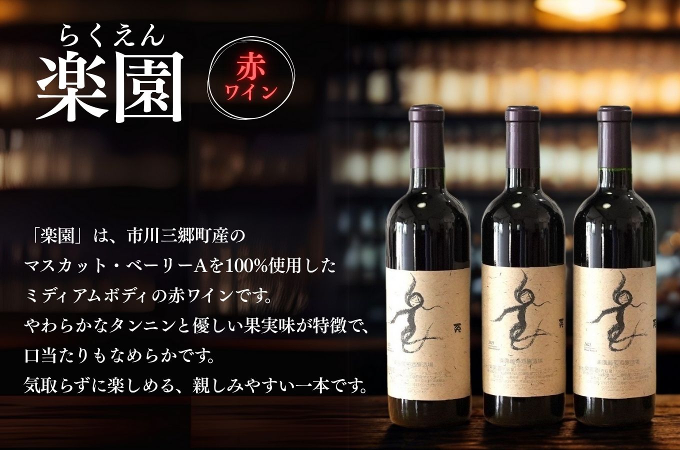 【峡南２町共通返礼品】日本酒純米酒（鷹座巣）・ワイン（楽園ワイン赤）セット[5839-1261]