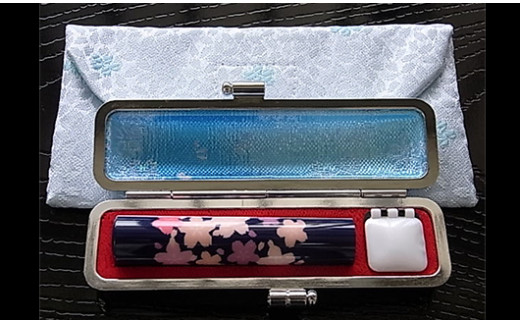 老舗はんこメーカーが作った、かわいいさくら満天のハンコセット [5839-1329] 青