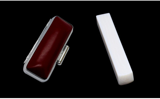 【甲州手彫印章　煌雅印】名刺印　象牙6mm角　（印材選択）[5839-1571]　 素象牙・牛革赤ケース