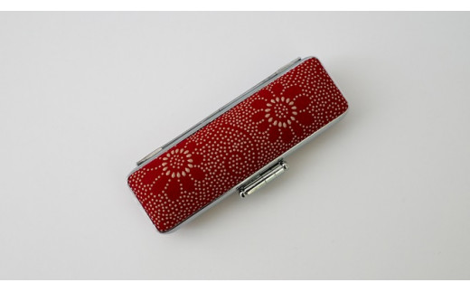 甲州印伝印鑑ケース(小) [5839-1949] 菊唐草　赤　12mm