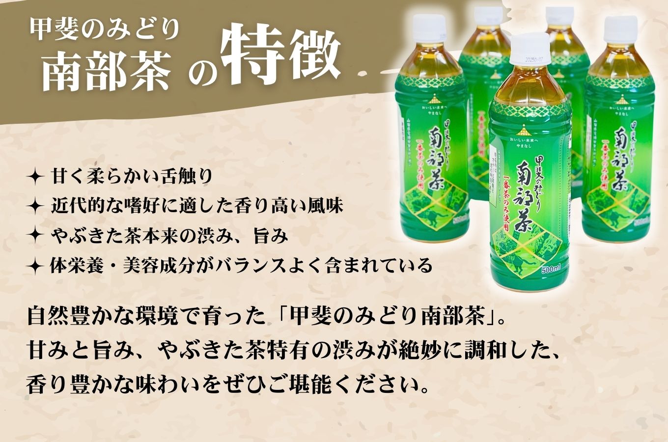 甲斐のみどり 南部茶 ペットボトル 500ml 1箱 24本入り 山梨みらい農業協同組合　南部茶業センター 【南部町共通返礼品】  [5839-2235]