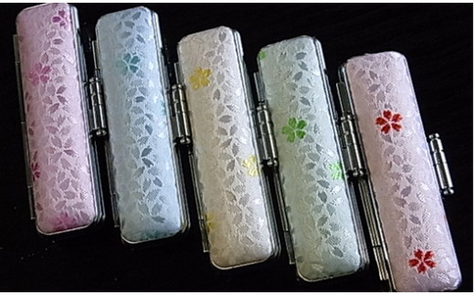 老舗が作った、かわいいさくら満天のハンコセット【カード・名刺入付】[5839-0093] 赤