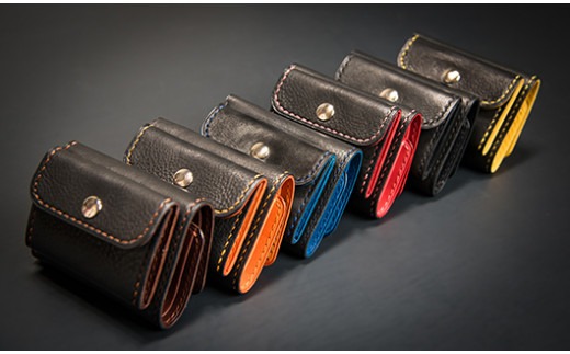 【ハンドメイド】三つ折り財布 [5839-1435] 黒×黄