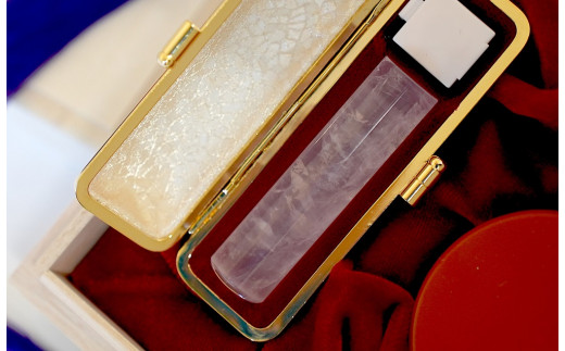 ローズクウォーツ15mm丸×60mm丈　実印　鳳凰ケース付　桐箱入り[5839-2021]