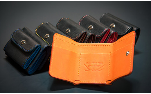 【ハンドメイド】三つ折り財布 [5839-1435] 黒×黄