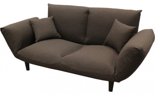 背もたれ＆両肘リクライニング・バゲットソファ　クッション２個付き（モカブラウン）[5839-9395]