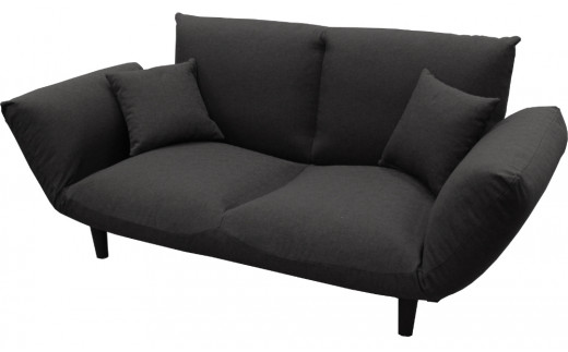 背もたれ＆両肘リクライニング・バゲットソファ　クッション２個付き（スモークグレー）[5839-9398]