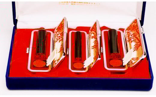 福徳開運印鑑【３本セット】天然黒水牛　実印・銀行印・認印　牛革モミケース入り [5839-1630]