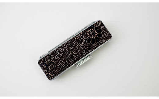 甲州印伝印鑑ケース(小) [5839-1949] 菊唐草　紺　12mm