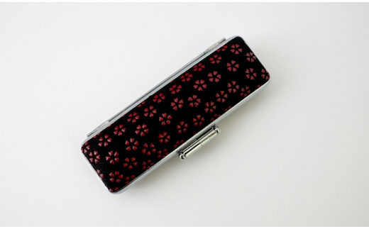 甲州印伝印鑑ケース(中) [5839-1948] 小桜　黒　15mm