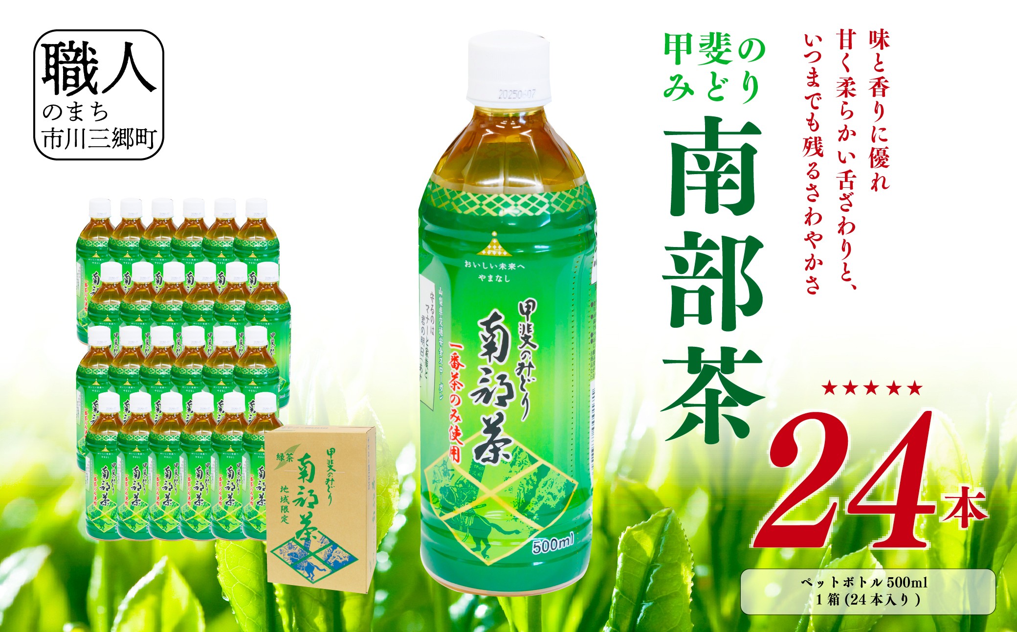 甲斐のみどり 南部茶 ペットボトル 500ml 1箱 24本入り 山梨みらい農業協同組合　南部茶業センター 【南部町共通返礼品】  [5839-2235]