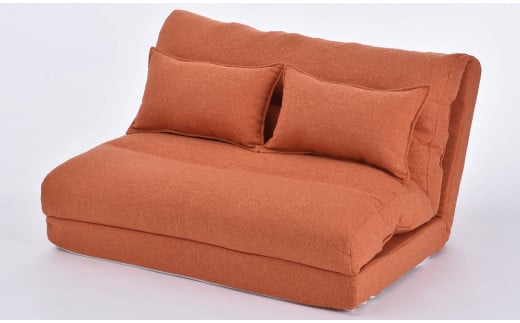 1台4役 カウチにもなるソファベッド・ライド　クッション２個付き（ウォームレッド）[5839-9404]