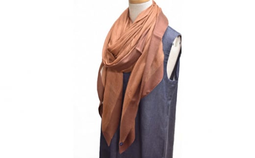 No.255 シルクカシミヤストール　「Frame」brown ／ ファッション 織物 染物 山梨県【n0255_mut_A】